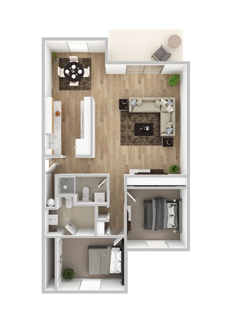 Floor plan for 2 beds, 2 baths, 900 sqft